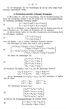 c) Untersuchung spezieller einförmiger Bewegungen.