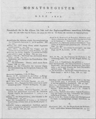 Monatsregister März
