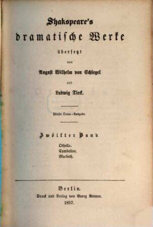 Shakspeare's dramatische Werke, 12