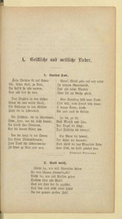 A. Geistliche und weltliche Lieder