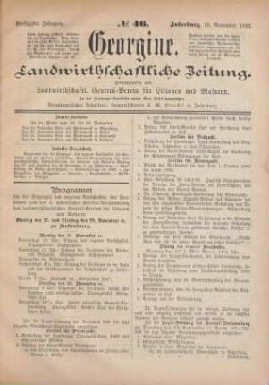 Fünfzigster Jahrgang. No. 46. Insterburg, 16. November 1882.