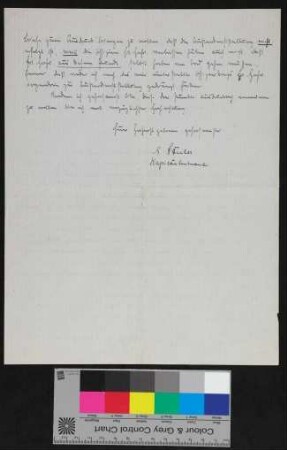 Anrede […] Herr Admiral von meinem längeren Urlaub zurückgekehrt Unterschrift […] Kapitänleutnant