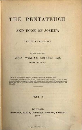 The Pentateuch and book of Joshua : critically examined, 2