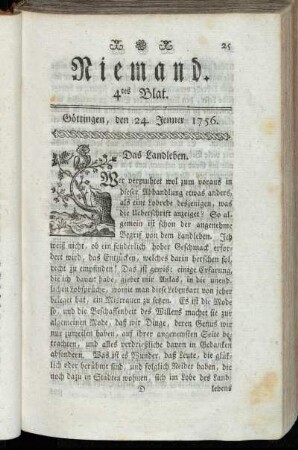 4tes Blat. Göttingen, den 24. Jenner 1756.