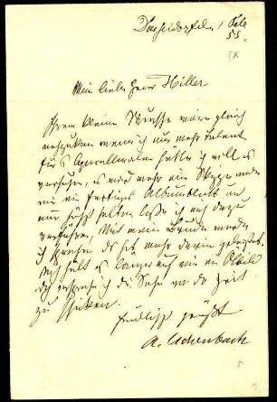 5-10-1-1.0000: Achenbach, Andreas, Maler, Professor a. d. Kunstakademie; diverse Schreiben ff.: Auftragsbestätigung für Albumblatt