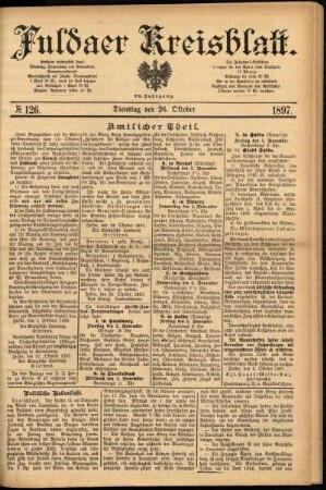 Erste Ausgabe vom Dienstag, den 26. Oktober 1897.