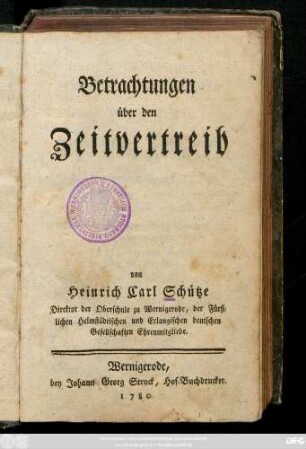 Betrachtungen über den Zeitvertreib
