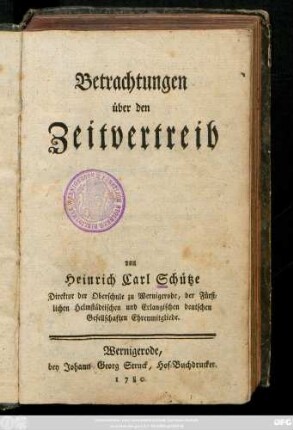 Betrachtungen über den Zeitvertreib
