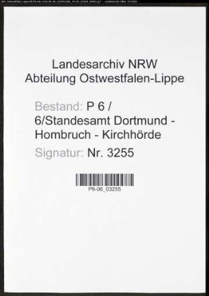 Heiratsregister Standesamt Dortmund-Hombruch-Kirchhörde (XXII)