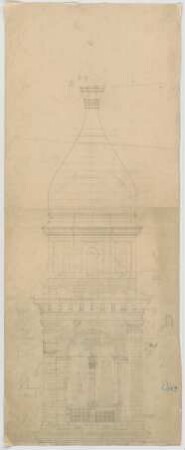 Thiersch, August ; München - Schwabing; Kath. Pfarrkirche St. Ursula - Turm (Schnitt)