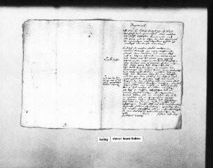 Auftrag an Christoph Lochbühler für die Fertigung eines weiteren Gangs für die Papiermühle, 27. Juni 1597 (Folio Doppelblatt), innen eingeklebt zwei Notizzettel dazu, einer datiert 1600