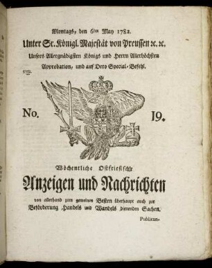 No. 19. Montags, den 6ten May 1782