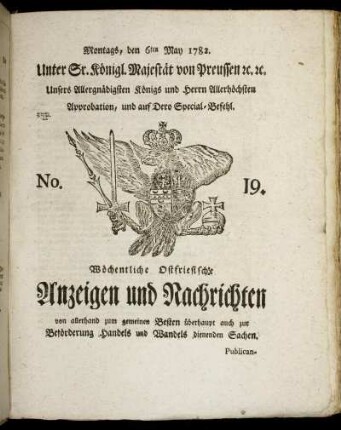 No. 19. Montags, den 6ten May 1782