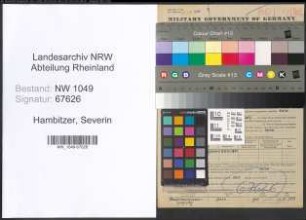 Entnazifizierung Severin Hambitzer , geb. 05.02.1911 (Schlosser)