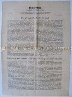 Informationsblatt des "Fränkischen Kreises" u.a. zu den Bemühungen der Organsation am Rande der Genfer Außenministerkonferenz