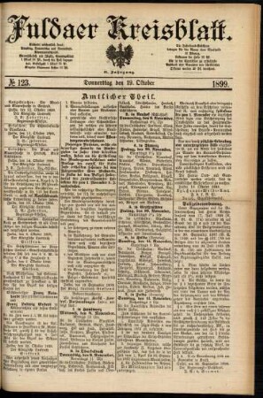 Erste Ausgabe vom Donnerstag, den 19. Oktober 1899.