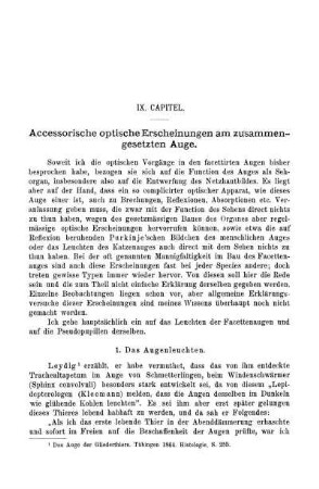 IX. Capitel. Accessorische optische Erscheinungen am zusammengesetzten Auge