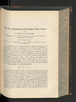 Über die Auflösungsgeschwindigkeit fester Körper.