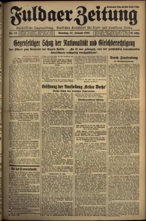 Erste Ausgabe vom Sonntag, den 27. Januar 1935.