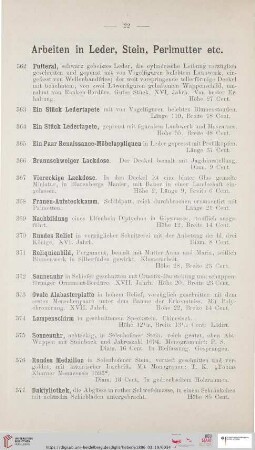 Arbeiten in Leder, Stein, Perlmutter etc. (Nr. 362 - 379)