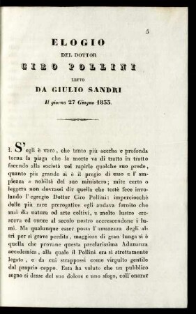 Elogio del Dottor Ciro Pollini