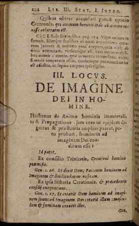 III. Locus. De Imagine Dei In Homine.