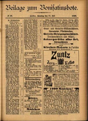 Zweite Ausgabe vom Sonntag, den 17. Juli 1898.