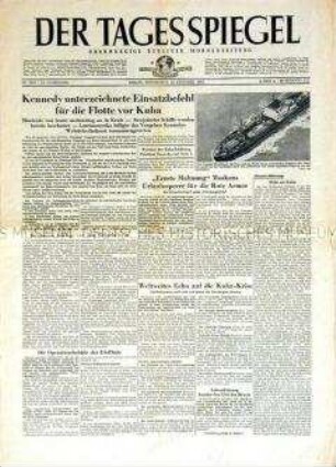 West-Berliner Tageszeitung "Der Tagesspiegel" zur "Kuba-Krise"