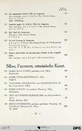 Silber, Fayencen, ostasiatische Kunst (Nr. 135-170)