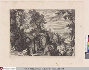 [Landschaft mit lesendem Eremit; Landscape with Reading Hermit; Berglandschap met een kluizenaar]