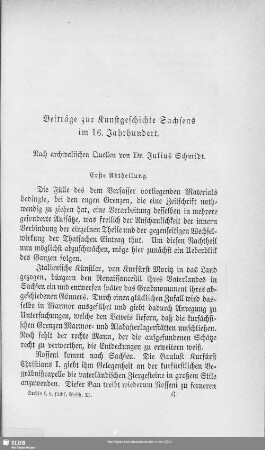 Beiträge zur Kunstgeschichte Sachsens im 16. Jahrhundert : Nach archivalischen Quellen. Erste Abtheilung