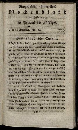 No. 50. Den 14. Decembr. 1799.