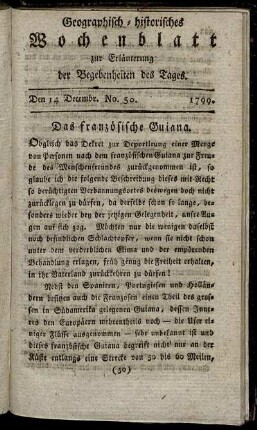 No. 50. Den 14. Decembr. 1799.