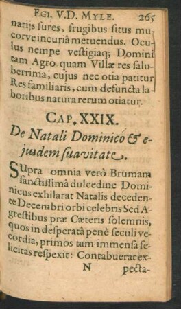 Cap. XXIX. De Natali Dominico & eiusdem sua vitate.