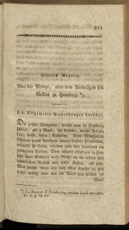Drittes Kapitel. Von der Münze, oder dem Ausprägen des Geldes zu Hamburg.
