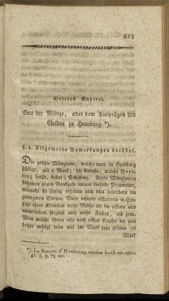 Drittes Kapitel. Von der Münze, oder dem Ausprägen des Geldes zu Hamburg.