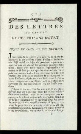 Des Lettres De Cachet Et Des Prisons D'Ètat. Objet Et Plan De Cet Ouvrage