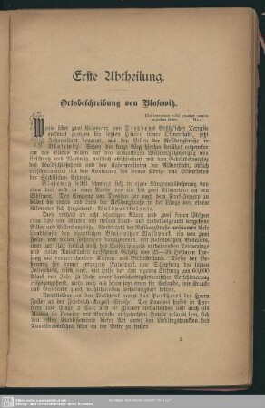 Erste Abtheilung. Ortsbeschreibung von Blasewitz