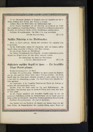 Gescheiterter englischer Angriff bei Ypern. - Der französische Flieger Garros gefangen.