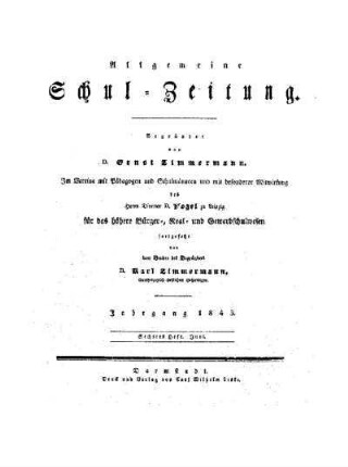 Titelblatt für Juni 1843 [Heft 86 - 101]