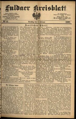 Ausgabe vom Dienstag, den 02. Februar 1892.