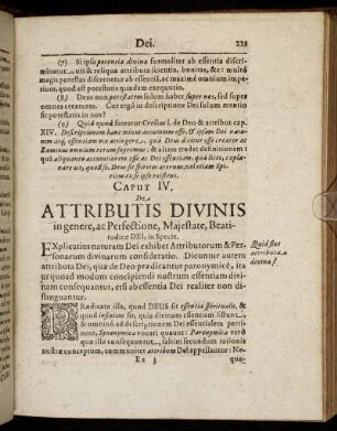 Caput IV. De Attributis Divinis in genere, ac Perfectione, Majestate, Beatitudine Dei, in Specie.