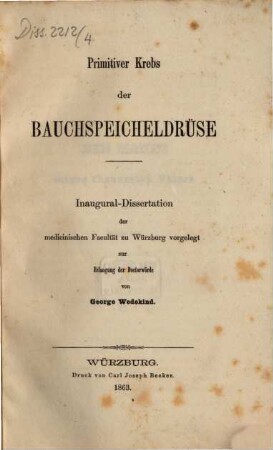 Primitiver Krebs der Bauchspeicheldrüse