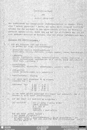 Informationsblatt zur Aktion Lepra-Dorf
