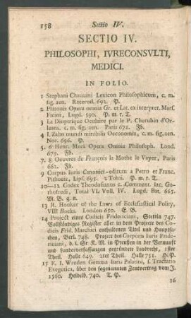 Sectio IV. Philosophi, Iureconsulti, Medici