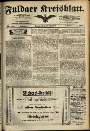 Zweite Ausgabe vom Samstag, den 20. November 1909.