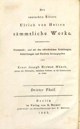 Ulrichi Ab Hutten Equitis Germani Opera Quae Extant Omnia, 3