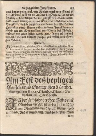 Am Fest deß heyligen Apostels unnd Evangelisten Matthei ...