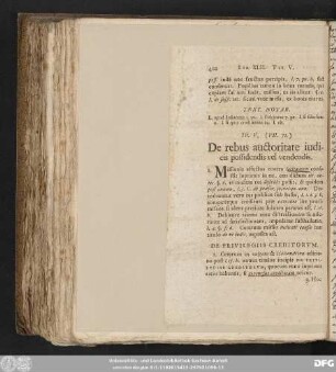 Tit. V. (VII. 72) De rebus auctoritate iudicis pssidendis vel vendendis.