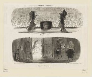 Sur la scène - Dans les Coulisses, aus: „Croquis Parisiens“, in: Charles Philipon, „Le Charivari“, Paris 1853